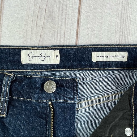 Jessica Simpson Harmony High Rise Slim Straight Jeans Women’s 28 Blue Dark Wash - Picture 12 of 16